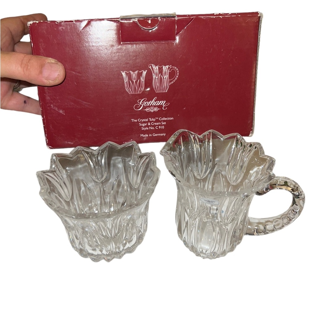 Vintage Gorham Crystal Tulip Collection- Sugar and Creamer set with original box